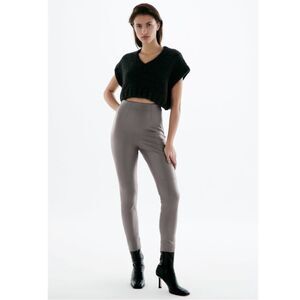NWT Zara High Waisted Faux Leather Skinny Leggings Pants Gray Size Medium M
